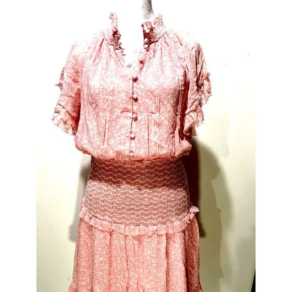 Jonathan Simkhai silk peasant dress coquette romantique cottage core women's 8 - Picture 4 of 10